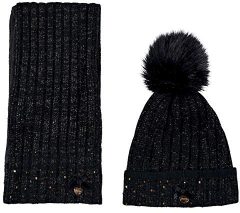 Le Chic Mädchen Girl Winterset Mütze Pudelmütze Schal dark blue (M 104-116)