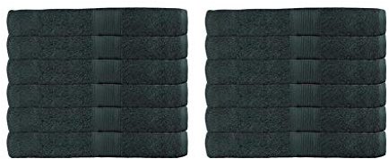NatureMark Gästetücher – 12er Pack (30x50 cm), 100% Baumwolle, Oeko-Tex Zertifiziert, weich, saugfähig und pflegeleicht – Für Bad, Gäste & Spa – DunkelGrün