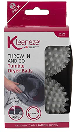 Kleeneze COMBO-5432 Tumble Dryer Balls - Set of 6 Reusable Washing Balls, Laundry Fabric Softener Roller, Reduce Creases/Wrinkles, Dry Clothes Faster, Soften Clothing, Non-Melting, Grey