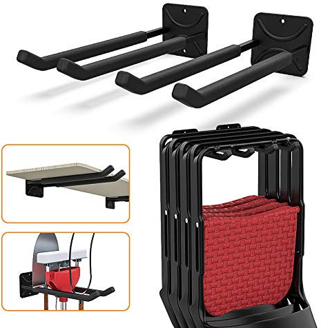 TORACK Garage Hooks Heavy Duty Tool Organizer, Wall Mount Hanger Rack Garage Storage Utility Hooks for Car Tires, Ladders, Chairs, Strollers, Power Tools, Garden Tools (2 Pack, 12.4 Hooks)