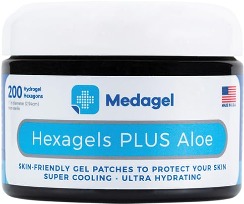 MEDAGEL Hexagel kühlende Hautpflaster mit Aloe Vera - sofortige Kühlung und beruhigende Linderung bei leichten Verbrennungen, Blasen, Hotspots, Bug-Bites und Hautirritationen / 200ct
