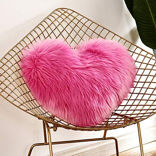 MUMEOMU Herzförmige Kissenbezug Weicher Dekokissen Langhaar Zierkissen Kissenhülle Pillowcase Cushion Cover Fellimitat Sofakissen Kunstfell Kissen Plüsch Kissen Geschenk Home Sofa Dekoration