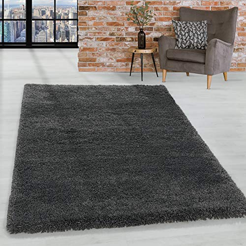 HomebyHome Shaggy Teppich Wohnzimmer 240 x 340 cm - 50 mm Florhöhe Hochflor Wohnzimmerteppich Grau Extra Weich und Flauschig - Langflor Teppiche für Schlafzimmer, Küche, Flur - Carpet, Halı