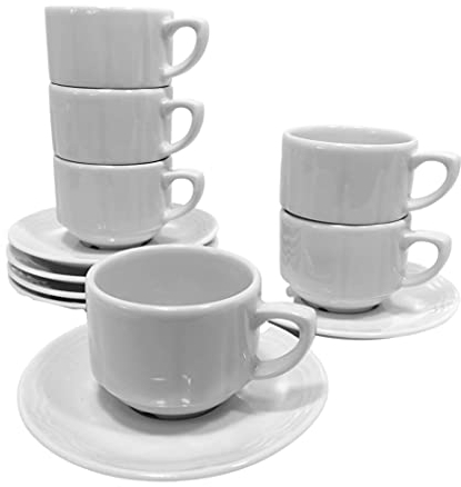 Espressotasse Prag stapelbar Porzellan weiß - 6er Set