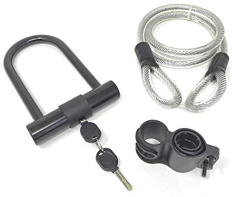 Bicycle Security Safety D Lock Bike 1.2M with Two Keys U Shaped Heavy Duty Comes with Cable Frame Bracket Clamp Easy Fit