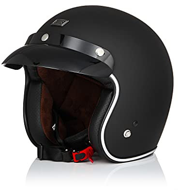 ORIGINE Motorradhelm Jethelm Vintage Rollerhelm Retro ECE-Zertifizierung (SOLID MATT Black,S)