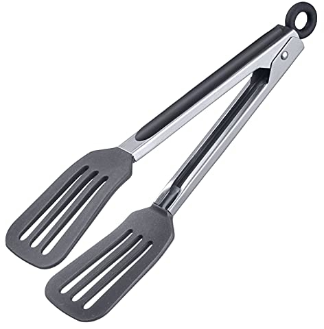 Westmark Servierzange, Mit großen Silikon-Laffen und gummierten Griffen, Länge: 26,5 cm, Rostfreier Edelstahl/Kunststoff/Silikon, Comfort Silicone Mini, Silber/Schwarz, 16112270