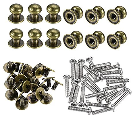 sourcing map 7mm Head Dia. Round Knobs Pull Handle, 24pcs Zinc Alloy for Drawer Pulls Gift Box Cabinet Door Knobs with Screws, Bronze Tone
