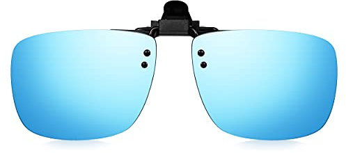 Read Optics Clip-On Sunglasses: Gafas de Sol con Clip Flip-Up para Gafas Graduadas de Hombre y Mujer. Lentes Polarizadas UV400 Protección 100% UV - en Azul Humo, Sin Montura, de Policarbonato