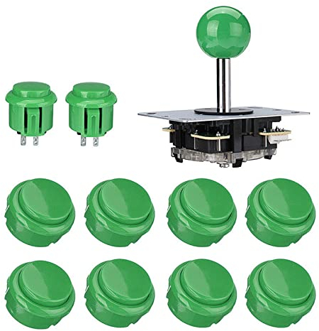 Arcade Game Controller Joystick Kits, ABS Zero Delay Game Joystick Arcade Tasten für PC Windows MAME Pi (Grün)