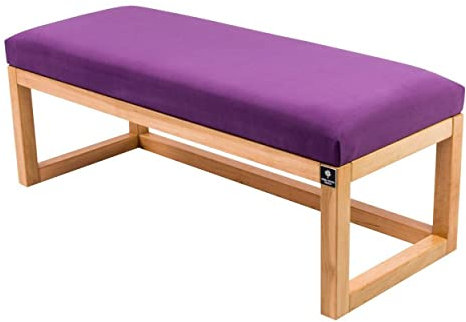 EMRA WOOD M-Deko LPG-2 Holz Sitzbank Polsterbank Sitzbezug Velours Gestell Massivholz Erle Natur Breite 80cm (Lila Velours Casablanca2311)