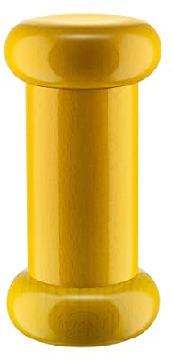 Alessi Totem Domestici ES19 1 - Molinillo de Sal, Pimienta y Especias de Diseño en Madera de Haya, Amarillo, Negro y Blanco