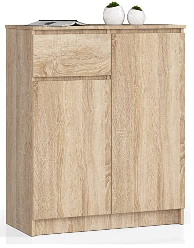 AKORD Commode K80 2D1SZ avec 2 Portes et 1 tiroir | Commode Classique pour La Chambre, Salon | Meuble de Rangement | L80 x H99 x P40 cm | Poids 34 kg | Chêne Sonoma