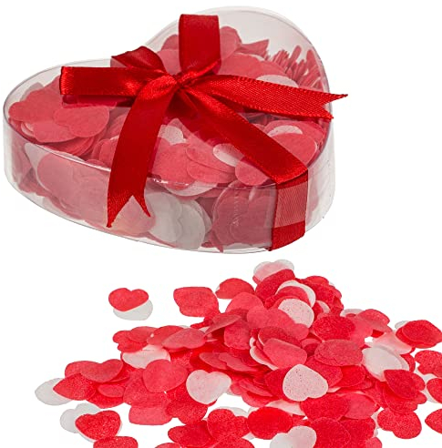 hibuy Badekonfetti in Herzform - rote & weiße Herzchen für die Badewanne mit Rosenduft - 20 g