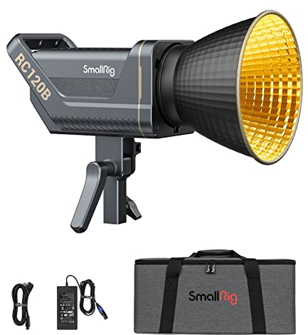 SMALLRIG RC 120B 120W COB Video Light, Bicolor 2700K-6500K 52800Lux Continuous Output Light with 9 Lighting Effects, CRI 95+ Bowens Mount Light with 2 Power Supply Methods SmallGoGo App Control – 3616