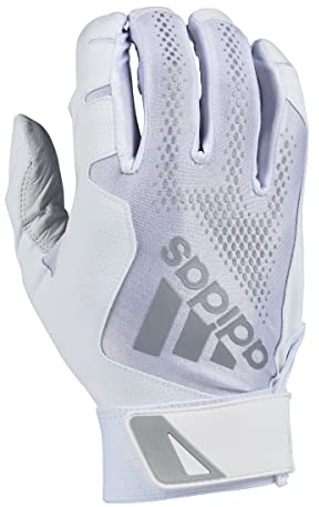 adidas Diamond King 3.0 Leder-Schlaghandschuh, Weiß/Silber, Größe L