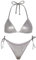 EVELUST Metallic Bikini für Damen – Retro Glänzend Silber Gold Badeanzüge Badeanzug Dreieck Tops Seitliche Krawatte Tanga Bottom Set(Silver,S,1026w)