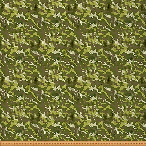 Loussiesd Camouflage Stoff von The Yard Grün Brown Camo Muster Polsterstoff für Stühle Nature Abstrakt Dekorativ Wasserdicht Draussen Stoff Grün 92x150cm