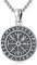 Eusense Wikingerschmuck für Männer Vegvisir Halskette 925 Sterling Silber Wikinger Kompass Anhänger Nordische Mythologie Amulett Wikinger Geschenk für Frauen