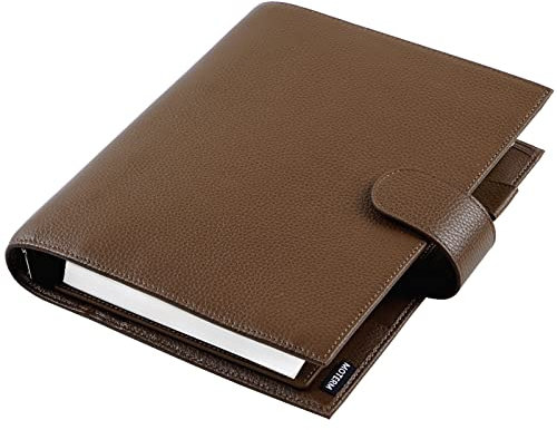 Moterm A5 Luxe Ringe Planer - Echtes Leder Binder Organizer (Kiesel-Schokolade,30mm Ring)