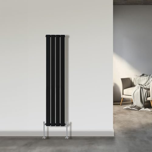 NRG 1600x272mm Single Flat Panel Designer Tall Vertical Radiator Central Heating Black
