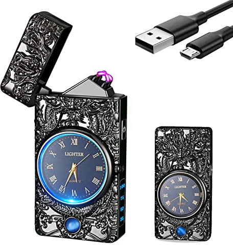 GADATOP Dragon Lighter, Plasma Lighter, Electric Arc Lighter, USB Lighter Multifunctional Lighter, Windproof Lighter, Fashion Lighter, Metal Lighter Luminous Real Watch dial LED Lighting (Black)