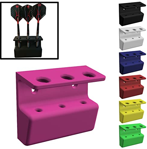 R-Satz Shop Dartpfeil Halterung Wand Set 3 Pfeile Stahl & Softdarts - Auswahl aus 7 Farben (Pink)