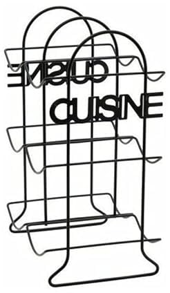 VIRSUS Cantinetta Vini per 6 Bottiglie 4487, colore Nero, misura 20x16x34 cm Portabottiglie in Metallo Decorativo per cucina, salotto, Scaffale 3 ripiani, champagne, acqua