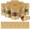 AUAUY 55Pcs Stand Up Pouches, Kraft Bags with Window, 3.5 x 5.5/9 x 14 cm Brown Resealable Bags with Tear Notch, Paper Ziplock Bags for Home or Business Food Storage Bags