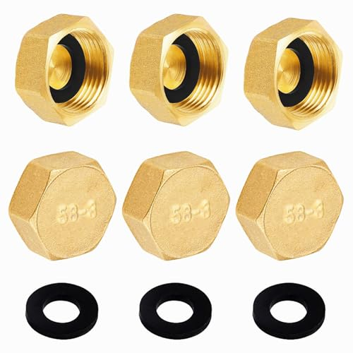 Tappo in ottone G3/4(Ø24mm) Filetto femmina,6 pezzi Tappo di chiusura Tappi per tubi flessibili G3/4,Tappo in ottone esagonale,Tappo per tubi Tappo terminale Raccordo filettato