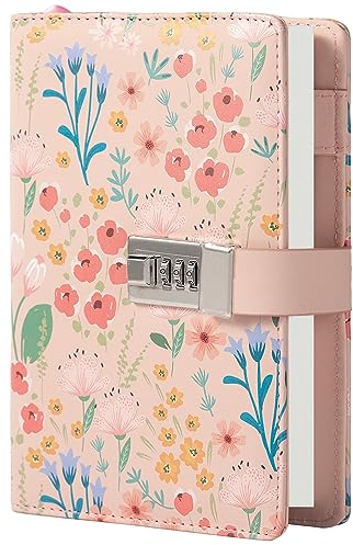 MGGAO Tagebuch mit Schloss, verschlossenes Tagebuch für Frauen und Mädchen, nachfüllbares wasserdichtes PU-Leder-Tagebuch mit liniertem Papier, stilvolles silbernes Tagebuch mit Verschluss