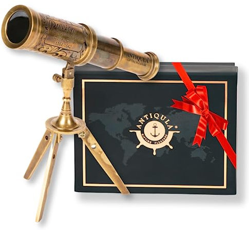 Antiqula Dekor-Teleskop – Piraten-Spyglass mit Stativ, Handteleskop für Heimdekoration, monokulare nautische Dekoration für Geschenke, Reisende, Kinder, Bücherregal und Büroschreibtisch