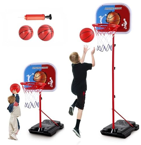 PELLOR Canestro Basket per Bambini - Altezza Regolabile (102cm/150cm/170cm) per Esterno e Interno - Giochi da Giardino e Camera