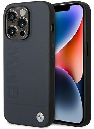 BMW BMHMP14LSLLNA Hülle für iPhone 14 Pro 6,1 Marine hardcase Leather Hot Stamp