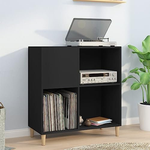 ZEYUAN Armoire à disques Noir 84,5x38x89 cm Bois d'ingénierie,Meuble Platine Vinyle,Porte Vinyle,Rangement Vinyle