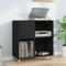 ZEYUAN Armoire à disques Noir 84,5x38x89 cm Bois d'ingénierie,Meuble Platine Vinyle,Porte Vinyle,Rangement Vinyle