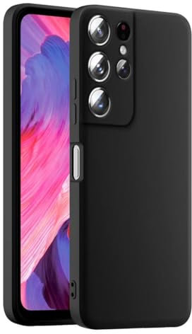 HULLIN Coque de Téléphone en Silicone Colorée, Adaptée à Samsung Galaxy S21 Ultra (6.8) - Noir