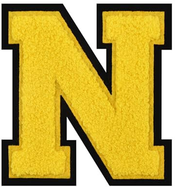 4.5 Iron-On Letter Patches Yellow Chenille Varsity Large Letterman Jacket Patches for Clothing (Yellow-N)