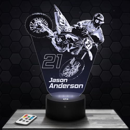 Nachttischlampe J. Anderson Motocross deko Supercross. Geschenkidee Mann objekt J.Anderson Motocross Nachtlicht Erwachsene deko Zimmer. Weihnachten