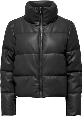 ONLY Damen ONLELSIE Faux Leather Puffer CC OTW Pufferjacket, Black, S