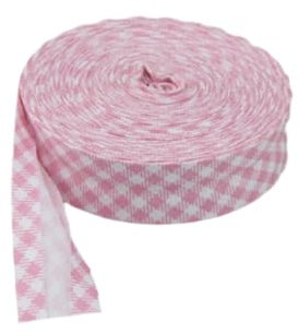 susiodeu Baumwoll Schrägband, vielseitiger Besatz für Nähprojekte, Kleidung bis hin zu Heimdekoration, gepunktetes und gestreiftes Kantenband, rosa kariert