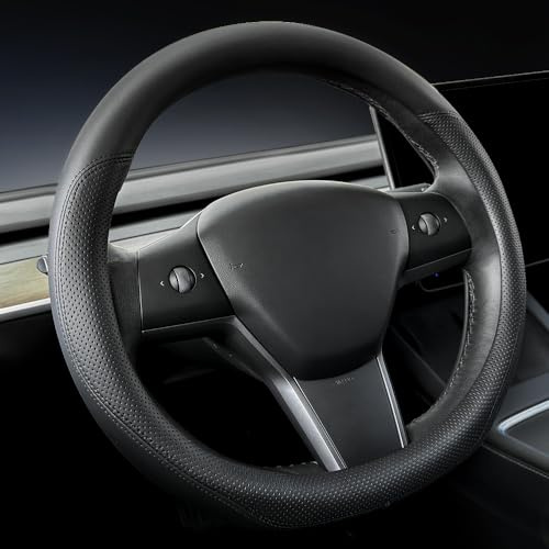 Carodi Housse de Volant de Voiture en Cuir Nappa, Convient pour Tesla Model 3/Tesla Model Y