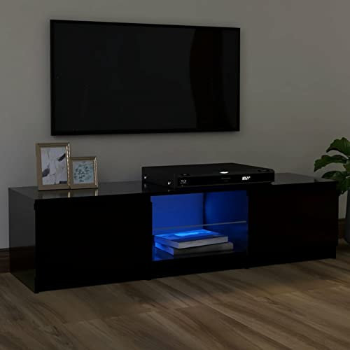 ARKEM Mobile TV per TV, Mobile Porta TV e Cassetto, Armadietto Consolle Credenza Moderno,Mobile Porta TV con Luci LED Nero 120x30x35,5 cm