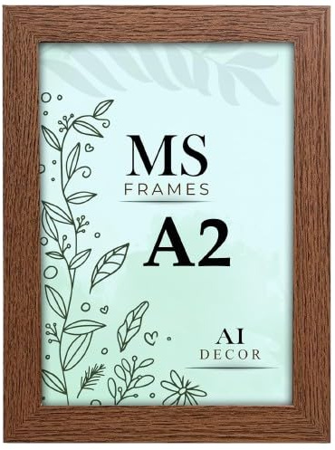 AI Decor A2 Dark Oak Picture Frames (23.3 x 16.5 Inch) Poster Frame - Clear Acrylic Display Poster MDF Wooden Portrait/Panoramic - Flat Wall Mount Hang Hooks & Free Tabletop Stand (59.4 x 42 cm)