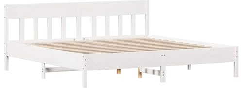 vidaXL Massivholzbett ohne Matratze Weiß 180x200 cm Kiefernholz