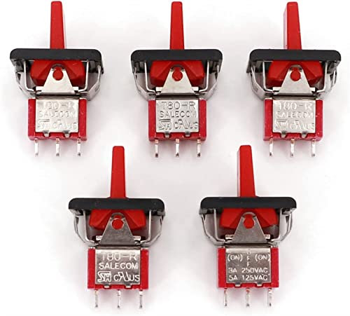 PQYSMVVG Schalter Rocker Switch 5Pcs SH T80-R Serie R8016A-P14 3Pin Momentary MOM-Off-MOM Self- SPDT Wipp- und Paddelschalter (Color : 5pcs Red)