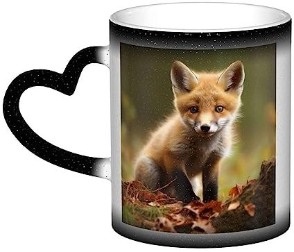 VducK Kaffeetasse mit süßem Fuchs-Druck, Farbwechsel, Keramik, kreative Tasse, magische Teetasse