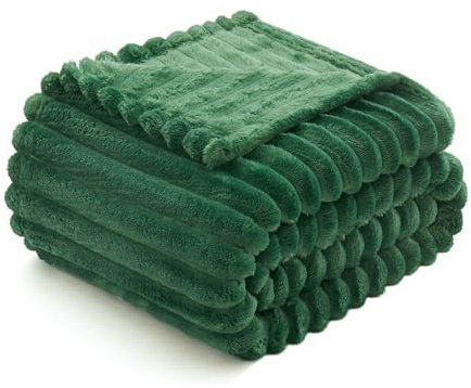 MIULEE Coperta Pile Matrimoniale Plaid per Divano in Velluto Coperta Singolo e Matrimoniale Letto Coperta Pile Morbida Decorazioni Casa Poltrona Tinta Unita Elegante 125x150 CM Verde Scuro