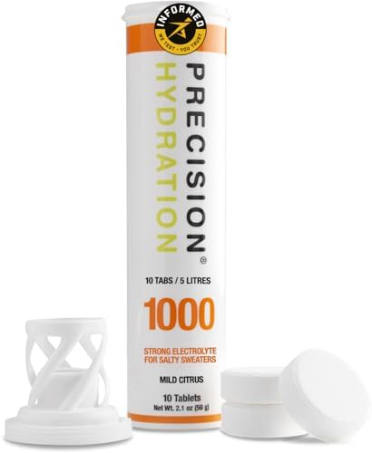 Precision Hydration Electrolyte Tablets - Multi Strength Effervescent Hydration Tablets - Combats Cramp - Low Calorie, Gluten Free, Vegan/Vegetarian Friendly (1 Tube, 1000mg/L - Orange Tube)