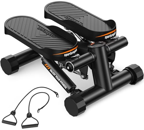 SPORTSROYALS Stair Mini Stepper für Zuhause Testsieger | Twist Stepper, widerstandsbände, bis 120-150 kg, LCD Display & rutschfeste Pedale,hne Montage, ideal für Homeoffice